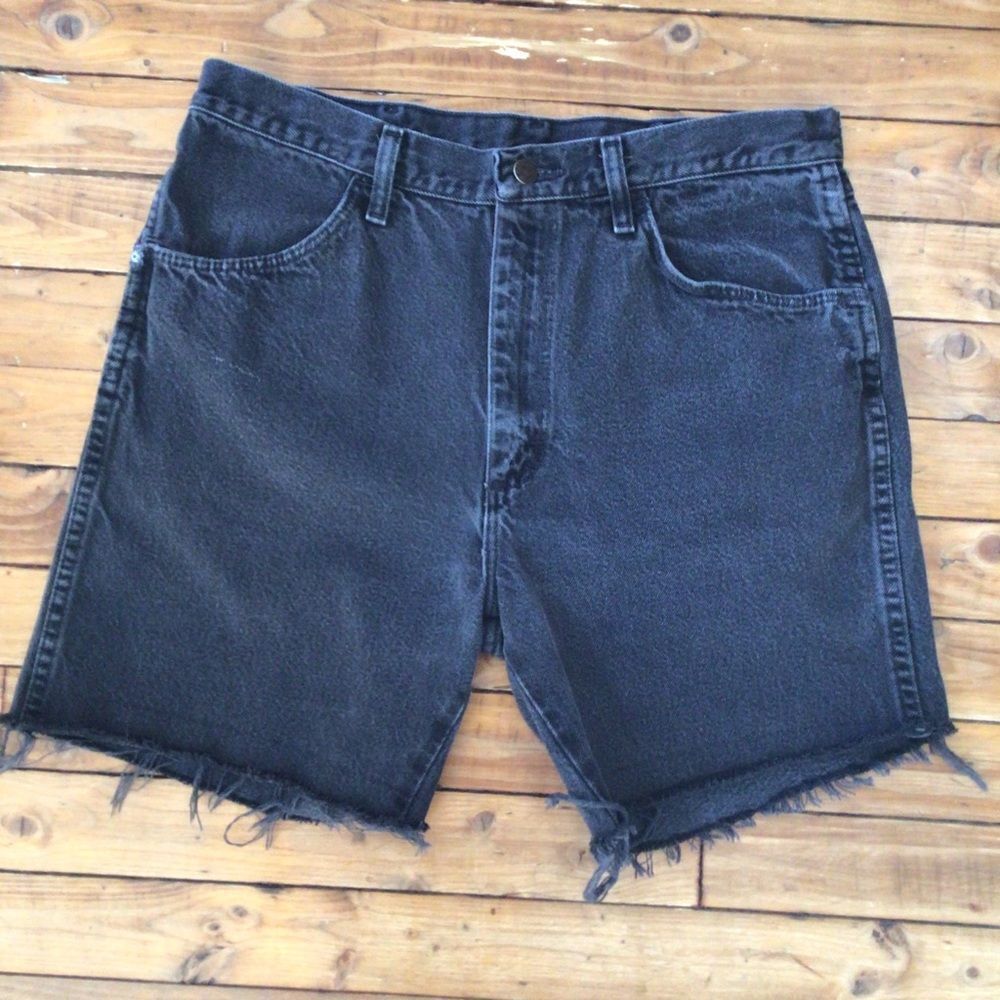 VINTAGE ladies Rustler mom black jeans shorts 34
